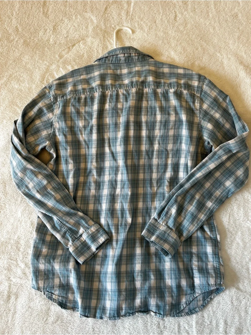 Columbia Men's Long-Sleeve Blue Plaid flannel Button-Up Shirt